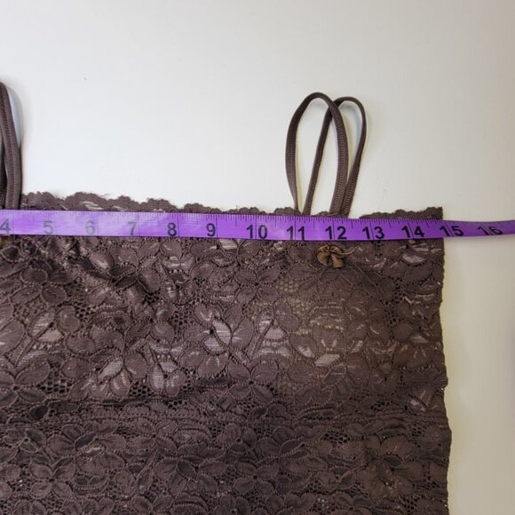 Dark Brown Lace Long Camisole Lace Tank Top Stretchy Long Camisole - Size L- NEW - Picture 14 of 14